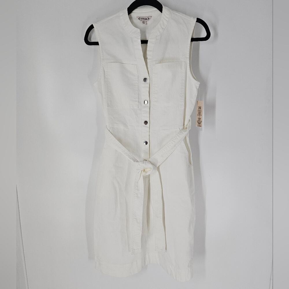 NWT Nanette Lepore White Sleeveless Button-Front Mini Dress